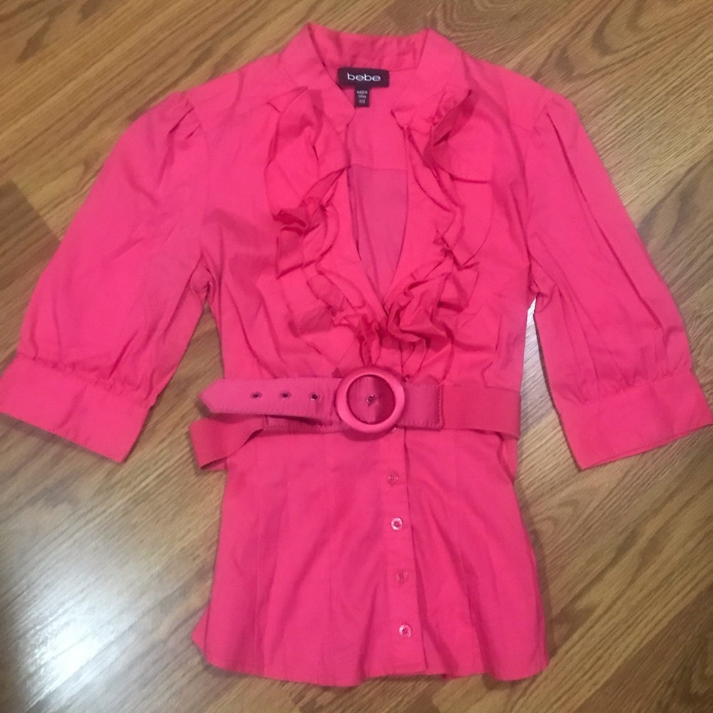 💕BEBE PINK SHIRT WITH REMOVABLE BELT XXS